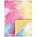 BORITAR Baby Blanket for Girls Super Soft Tie Dye Minky Fabric with Double Layer Dotted Backing, Uni