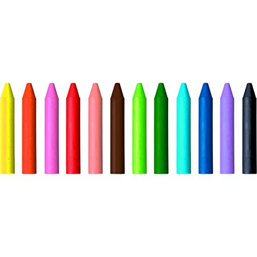 Jovi Wachsmalstifte Jovicolor, geruchlos, bruchsicher, leicht auswaschbar, für alle Altersgruppen, Schachtel mit 12 Farben