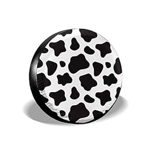 NA Koe Wit Zwart Spot Patroon Draagbare Polyester Universele Reservewiel Band Cover voor Trailer RV SUV Truck Camper…