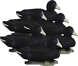 Higdon Outdoors Standard Coot Duck Decoys | Lightweight & Realistic UV Painted Floating Decoy for Waterfowl Hunting| Short-String Design for Easy Setup | Foam Filled | 6pk