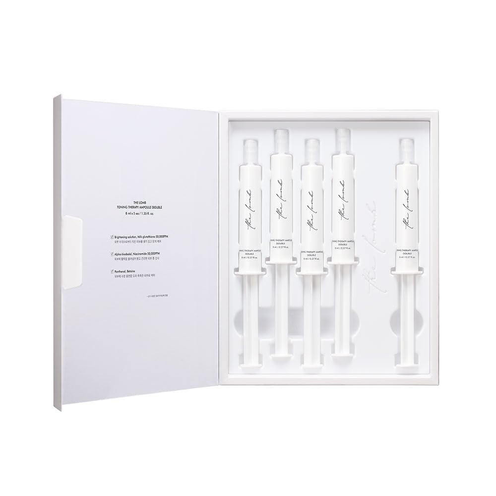 Toning Intensive Ampoule Double - Korean Face Serum for Brightening & Anti-Aging with Niacinamide, Milk Glutathione - Hydrating Dark Spot Corrector for Radiant Glass Skin, 5 Count