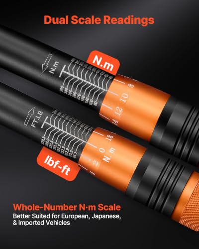 Image of VEVOR Torque Wrench 1 /2-inch Drive Click Torque Wrench ±3% High Precision, 29.4-294.1 lbf-ft / 40-400 N.m, Dual Scale Readings, with Extension Bar, Adapter and Storage Case, for Automotive Repair
