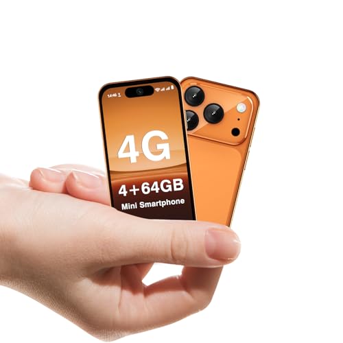 ZOKOE Mini Smartphone, Liberado 4G, Pantalla 3,88 Pulgadas, Android 12, Batería 1950mAh, Teléfono para Niños y Estudiantes, Doble SIM, Reconocimiento Facial (Naranja, 4G)