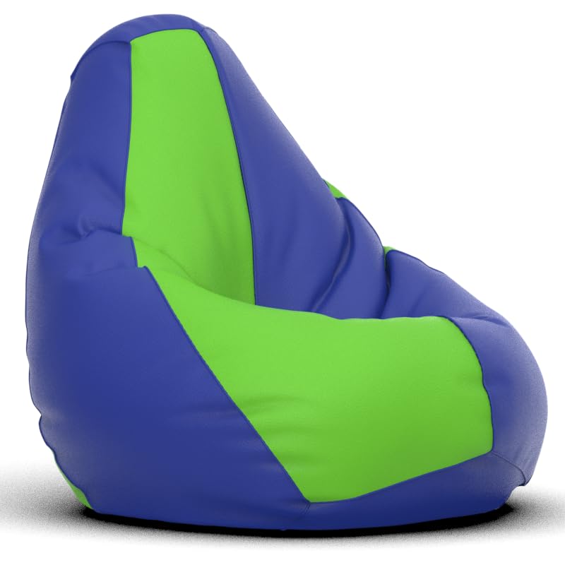 Image of Biggie Bean Bag 3XL Bean Bag Chair with Beans Filled-Perfect for Living Room,Bedroom,Study-Sale Design(Regular-Blue Parrot-Green)-Faux Leather