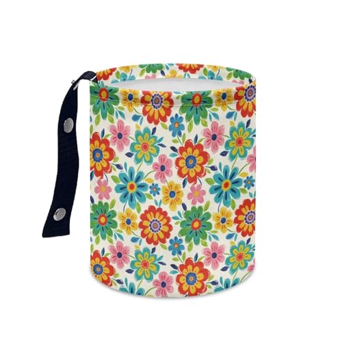 Image of Colorful Dahlia Car Waste Basket Can Universal Compact Console Seat Rubbish Holder Mini Car Interior Organizer for Car Auto Garbage, Easy to Use