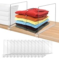 Acrylic Shelf Dividers, Clear Shelf Divider for Closet Organization 12PCS Closet Shelf Divider Closet Dividers for Shelves Shelf Organizer for Closet Shelf Organizer for Wood Closet Cabinets Separator