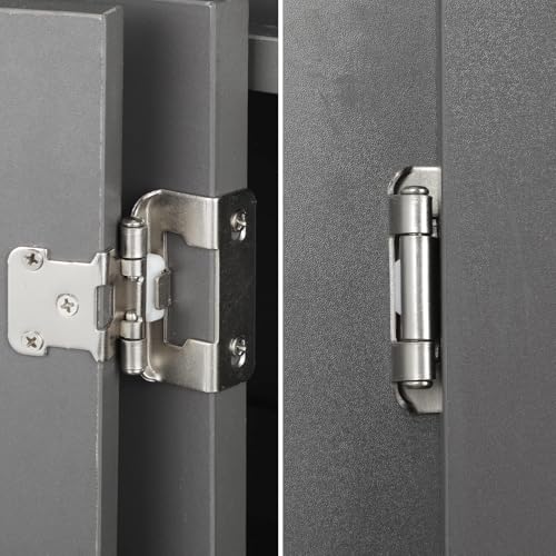 HOME MASTER HARDWARE 50 Packs (25 Pairs) 1/2\" Overlay Cabinet Hinges, Self-Closing Semi Partial Wrap Kitchen Cabinet Door Hinge, Nickel Hinges for Kitchen/Cupboard Doors
