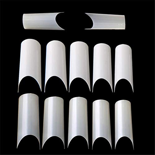 MISMXC 500 Pcs C Curve Shape Clear False Nails Half Acrylic Nail Tips Home DIY Nail Art 10 Sizes