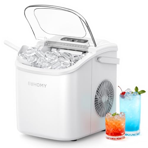EUHOMY Countertop Ice Maker with Handle 26lbs/Day