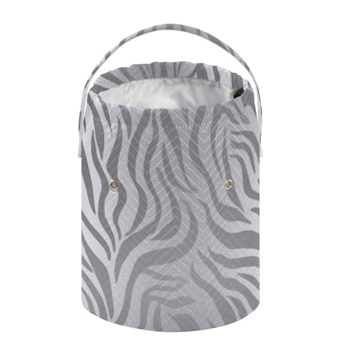 Image of ElliTarr Crochet Bag Yarn Bag with Handle Portable Knitting Project Bag Travel Yarn Storage Organizer Holder Case Light Silvery Zebra Print