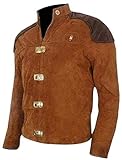 Men's Richard Hatch Warriors Viper Pilot Battlestar Galactica Jacket Brown Real Suede Leather Jacket (US, Alpha, Large, Regular, Regular, Brown)