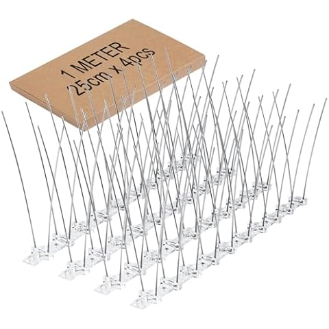 Wonwood_direct Bird Spikes, Bird Deterrent, Stainless Steel Bird Spikes Repellent Pigeon Spikes for Small Birds, Anti-Bird Fence Spikes Cover 3.4 Feet Cover