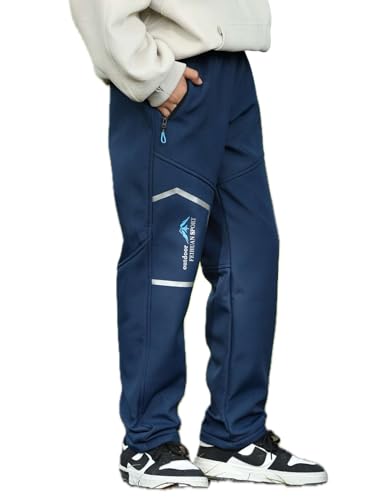 Boys Waterproof Pants Kids Thicken Windproof Hiking Pants Outdoor Warm Sweatpants3