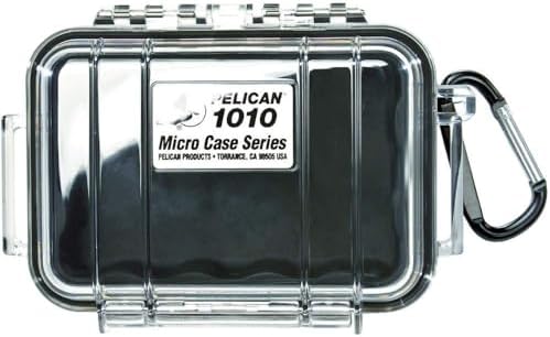 Waterproof Case | Pelican 1010 Micro Case - for Cell Phone, GoPro, Camera, and More (Black/Clear)