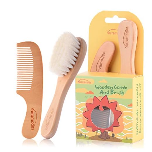 Baby Goat Hair Brush and Comb Set for Newborns & Toddlers Eco-Friendly Safe Brush for Cradle Cap Natural Wooden Comb Perfect Baby Shower and Registry Gift (Baby Hair Brush and Comb Set)