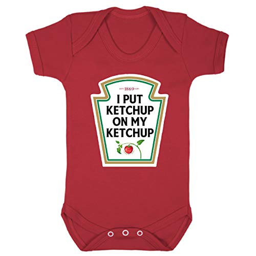 Floordrobe Clothing Ik zet Ketchup op mijn Ketchup Babygrow Playsuit grappige Baby groeien Romper