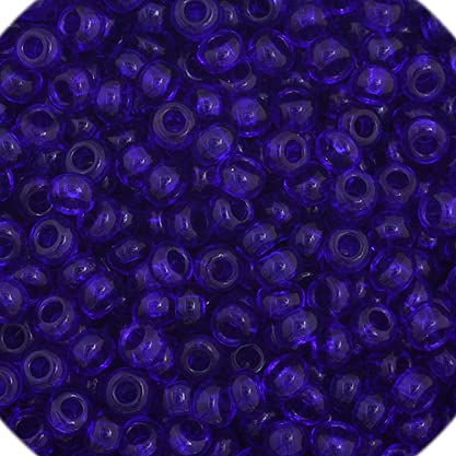 Czech Glass Seed Beads 11/0 (2.1mm Diameter) Transparent Royal Blue DIY Jewelry Making Beadss - 250g Bulk Bag by Preciosa (Jablonex)