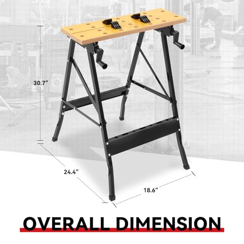 Auto Dynasty Adjustable Folding Workbench with Built-in Ruler & Protractor, Portable Work Table (8"-12"), 220lbs Load Capacity, Multipurpose Vise Workbench for Woodworking, Garage, and DIY - Image 7