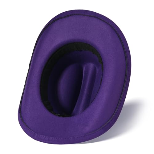 Image of Willheoy Kids Cowboy Hat for Girls Boys Western Cowgirl Hat with Buckle Belt Unisex Wide Brim Fedora Hat Dress Up Costume