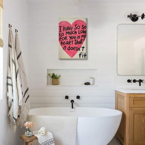 Impression cœur sur toile rose Amour résistante aux UV pour salle de bain