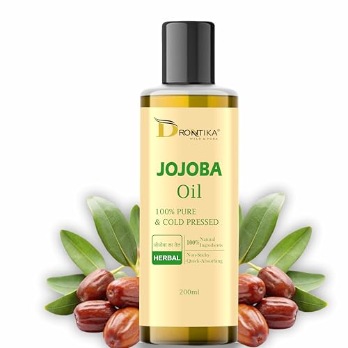 Image of Drontika Wild & Pure Cold Pressed Jojoba Oil for Hair Growth, Face Glow & Skin - 200ml 100% Pure, Organic, Virgin & Unrefined | For Hair Growth, Radiant Skin & Moisturization