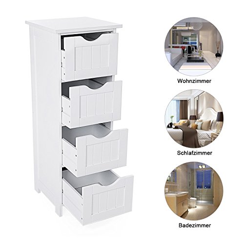 VASAGLE Badkamerkast, smalle badkamerkast van hout met 4 laden, 30 x 30 x 82 cm, woonkamer, slaapkamer, hal, diep… - Image 8