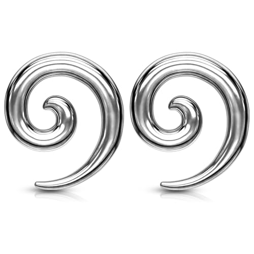 Pierced Owl Stainless Steel Spiral Tapers, Sold as a Pair