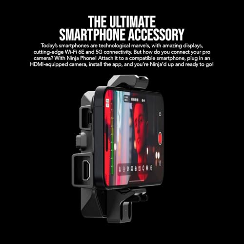 Image of Atomos Ninja Phone (Black, 3 Items) | Bundle: Ninja Phone Plus Atomx 5 /7 Monitor Mount and Sunhood. HDMI Input, USB-C Output, Prores, USB-C 5v /3a