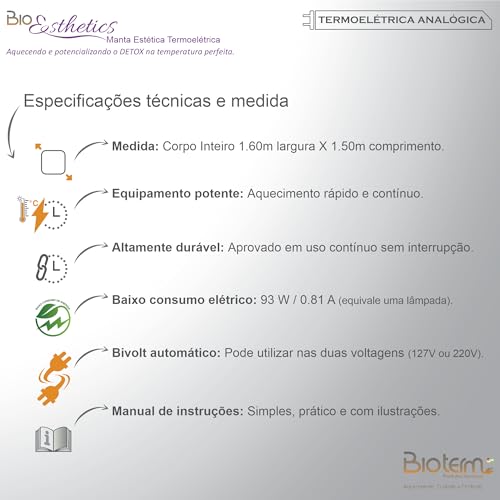 Manta Térmica Estética Analógica CORPO INTEIRO Bioterm - Certificação Inmetro e Iso9001