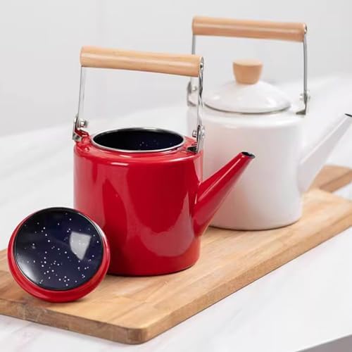Enamel Kettle 2.4L - Chinese Teapot & Coffee Maker, Enameled Stovetop Hot Water Boiler, Ideal Camping Cookware & Beverage Dispenser for Tea & Coffee Lovers