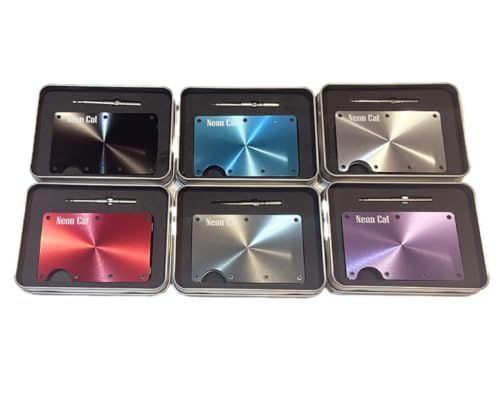 Neon Cat Aluminum RFID Blocking Card Wallet with Money Clip (Logo on Wallet, Purple with Black Money Clip)4