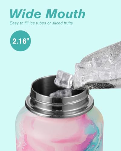 Image of Coolflask 32 oz Water Bottle Insulated with Straw & 3 Leakproof Lids