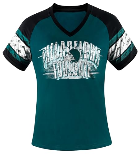 Simapak Womens Football Fans Athletic City Raglan T-Shirts - Midnight Green & Black (Size:S)