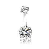 14G Surgical Steel Belly Button Rings Round Cubic Zirconia Navel Barbell Studs Sexy Body Piercing(1