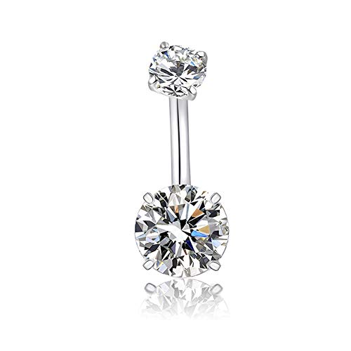 14G Surgical Steel Belly Button Rings Round Cubic Zirconia Navel Barbell Studs Sexy Body Piercing(1 Pc Clear) #TOP10