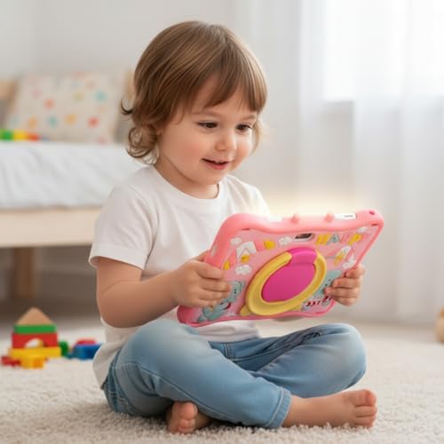 Tablet Infantil E13 Tela 7" 12GB + 2GB RAM, Wi-Fi, Bluetooth e 5G com Case Silicone, Canetinha Touch e Alça de Transporte (Rosa) - Imagem 4