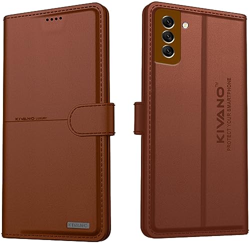 Image of KIVANO Compatible with Samsung Galaxy S21 FE 5G Flip Cover | Leather Finish | Inside Pockets & Inbuilt Stand | Shockproof Wallet Style Magnetic Closure Back Cover Case