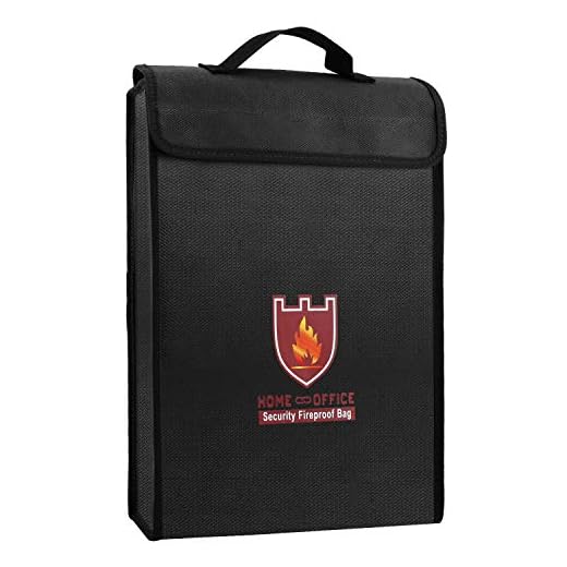 MoKo Sac à monnaie ignifuge et résistant à l'eau avec poignée pour protéger vos objets de valeur, documents, argent, bijoux, fermeture éclair pour une protection maximale, noir