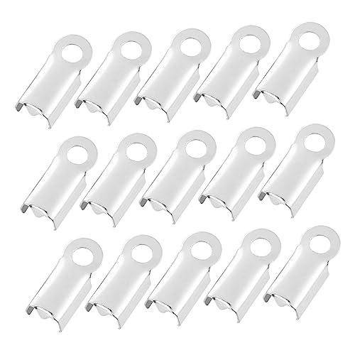 NUOBESTY 500pcs Smooth Square Clip for Wire Jewelry Necklace Cords Ribbon Bracelet Kit Cord Ends Crimp Terminators Clamp