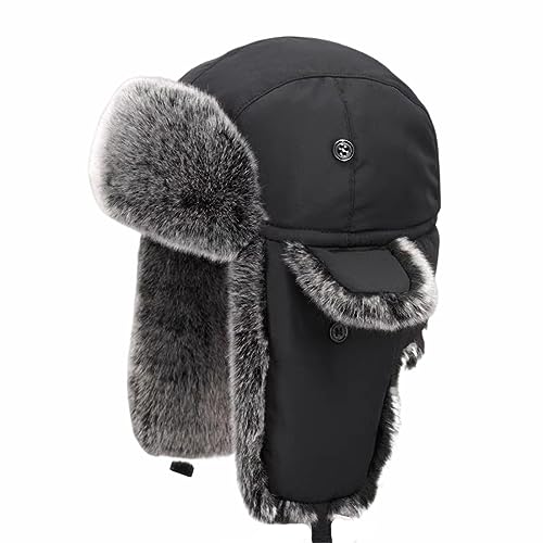 Image of Hat Men and Women Winter Skiing Cap Warm Faux Fur Hunting Trapper Hat