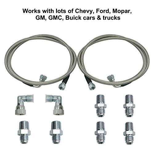 6An Ss Transmission Cooler Hose Fitting, Fit For Chevy Ford Mopar Gm Gmc Buick Cadillac Cars And Trucks, Stainless Steel Braided Lines, Replace 700R4/ Th350/ Th400/ Np-700Rtl #TOP1