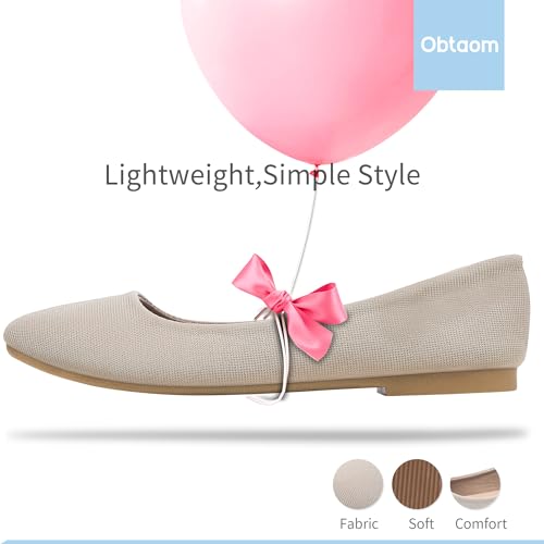 Image of Obtaom Round Toe Women Flat Shoes Slip on Girls Dress Black Ballet Flats