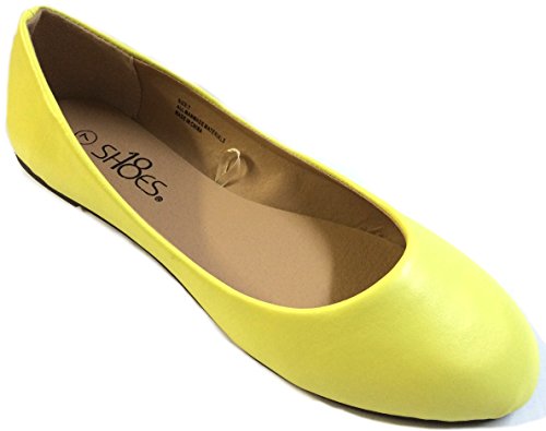 Shoes 18 Womens Classic Round Toe Ballerina Ballet Flat Shoes 8600 Yellow Pu 10