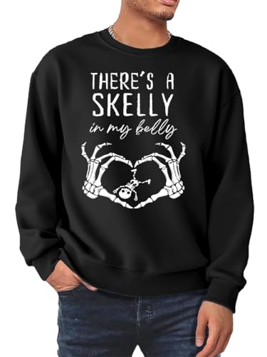 There's A Skelly In My Belly Sweatshirt Funny Skeleton Halloween Sweatshirt Unisex Graphic Long Sleeve Tee4