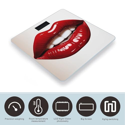 Báscula digital para baño con diseño labios rojos miniatura 3