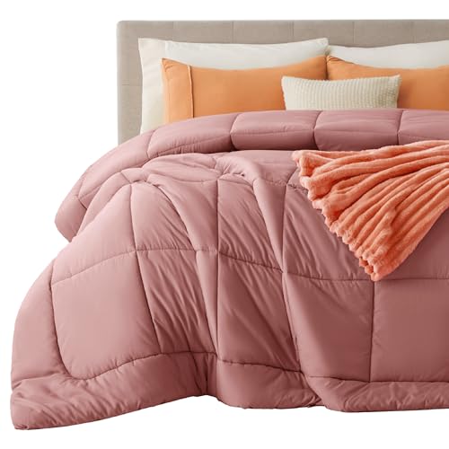 Image of Bedsure Comforter Duvet Insert - Quilted Comforters Cal King Size, All Season Duvet, GentleSoft Down Alternative Bedding, with 8 Tabs, Gifts for Women /Men, Dusty Pink, California King 96 X 102 Inches