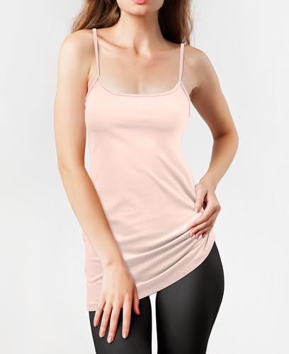 Sexy Basics Women's Basic Solid Color Cotton Stretch Camisole Adjustable Spaghetti Strap Tank Top- Multi Packs2