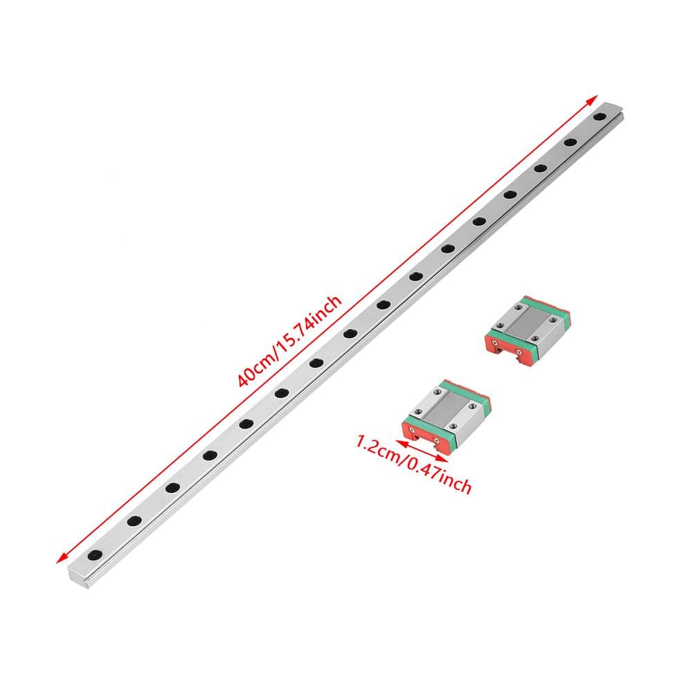 Guida di Guida Lineare, 400mm MGN12 Guida di Guida Lineare In Miniatura, Larghezza 12mm Con 2 * Mgn12B Blocchi di Scorrimento, per Attrezzatura Automa, Stampante 3D DIY e Macchina CNC