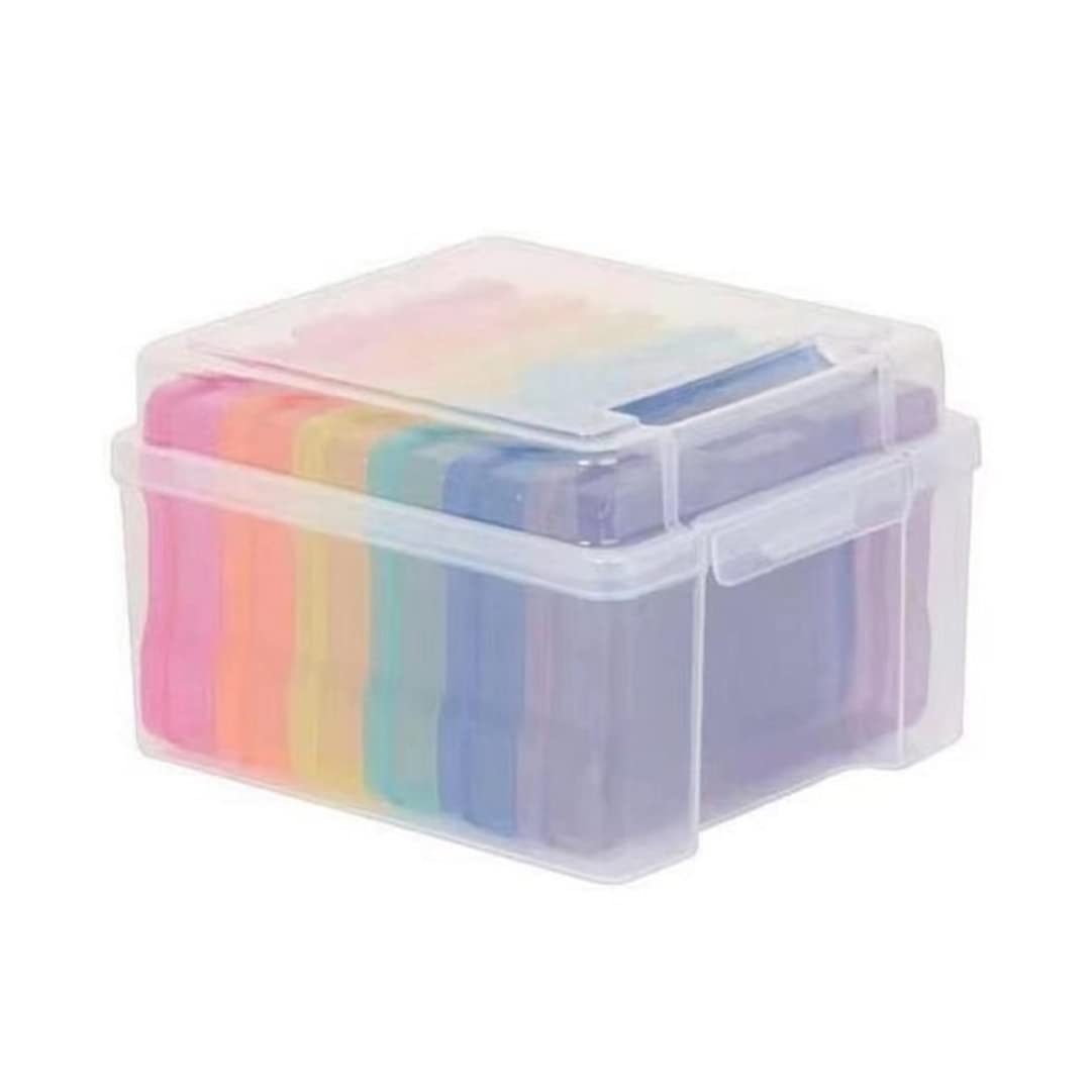 Boîte de rangement pour photos avec 6 étuis colorés 13x18 cm