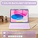 Soke for iPad (A16) 11th/10th Generation Case with Keyboard(2025/2022)-7 Color Backlight Wireless Detachable Folio Keyboard Cover with Built-in Pencil Holder for iPad 11/10.9 inch, Violet Marble